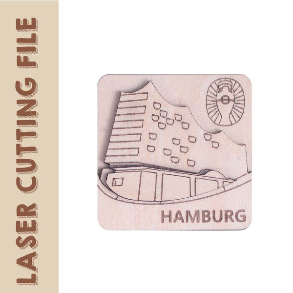 3-Layer 3D European Cup Germany Hamburg Elphi Concert Hall Refrigerator Magnets Laser Cutting File - DIY Craft for Travel Enthusiasts