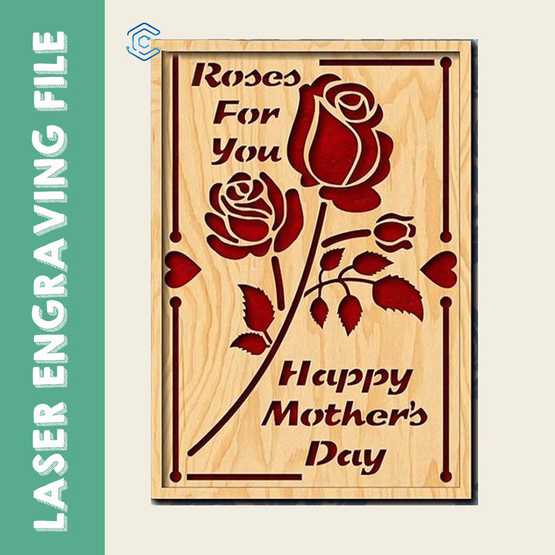 Mother's day gift roses laser file svg files for laser engraving