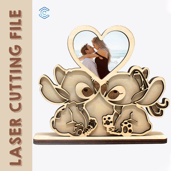 Valentine's Day Stitch photo frame laser cutting file laser cut svg