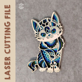 Multilayer standing cute cat laser cutting file free svg files for laser cutting