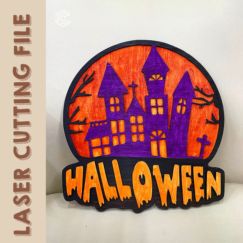 Halloween door sign style 2 laser cutting file