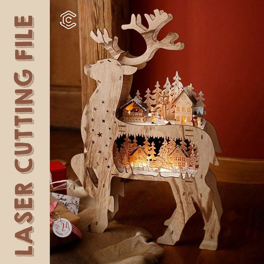 Christmas reindeer lightbox laser cutting machine best file for laser cutting