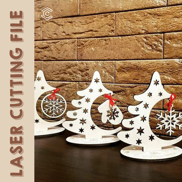 Christmas ornaments Table stand decoration 3-pack laser cutting file