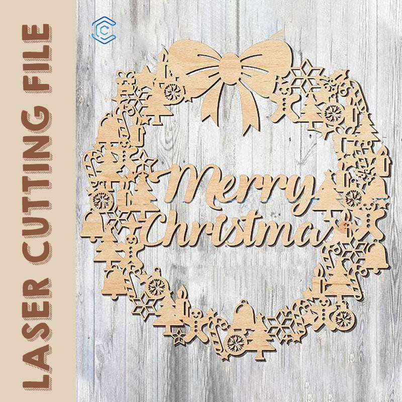 Christmas decoration wreath laser cutting file svg files for laser cutting