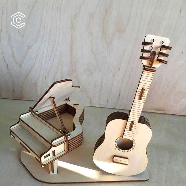 Guitar piano ornaments 3D puzzle laser cutting file