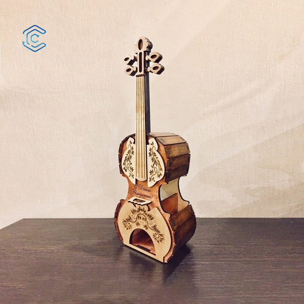 Violin tea bag storage box 3D puzzle laser cutting file