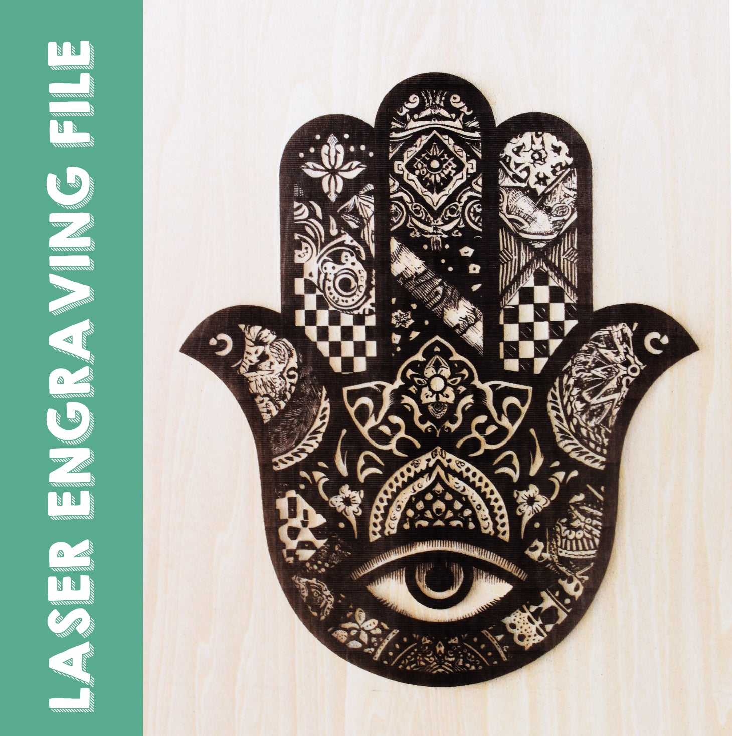 AI Generate Hamsa Hand Style 1 Laser Engraving File - Spiritual Symbol Craft for DIY Projects