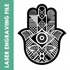 Arquivo de gravação a laser estilo mão Hamsa 5 gerado por IA - Símbolo espiritual para projetos "faça você mesmo"