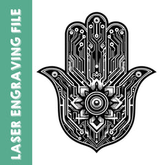 Arquivo de gravação a laser estilo mão Hamsa 2 gerado por IA - Símbolo espiritual para projetos DIY