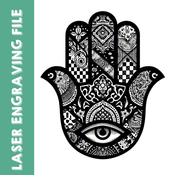 AI Generate Hamsa Hand Style 1 Laser Engraving File - Spiritual Symbol Craft for DIY Projects