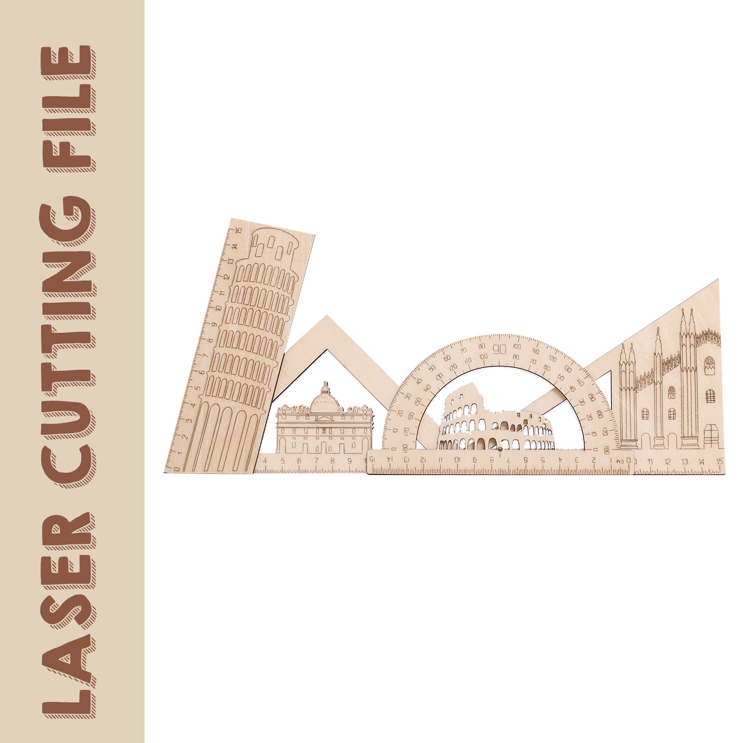 4 Styles Italy Landmarks Ruler Laser Cutting File - Explore Italian ...