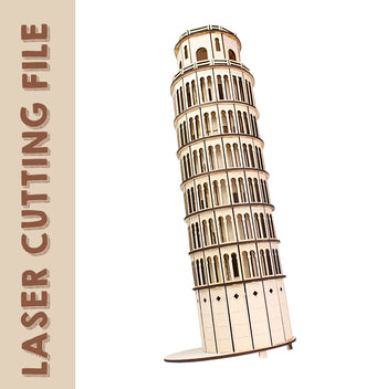 dxf svg vector Leaning Tower of Pisa 3D Puzzle Laser Cutting File - Build Your Own by Creatorally