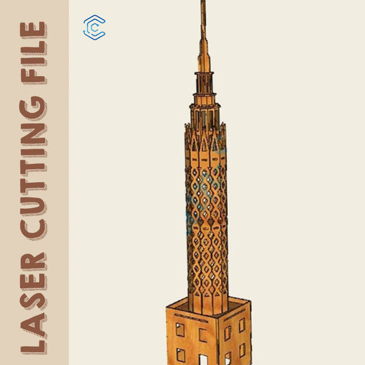 Cairo Tower Egypt Building 3D puzzle laser cutting file  laser wood cutter and engraver