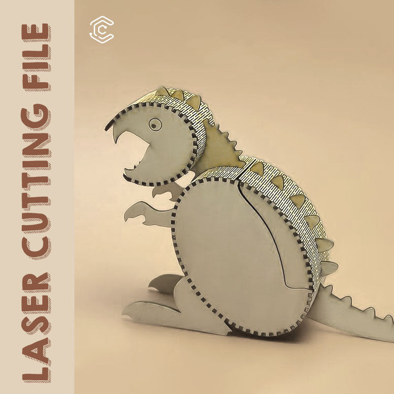 Cute cartoon tyrannosaurus rex laser cutting file best file for laser cutting