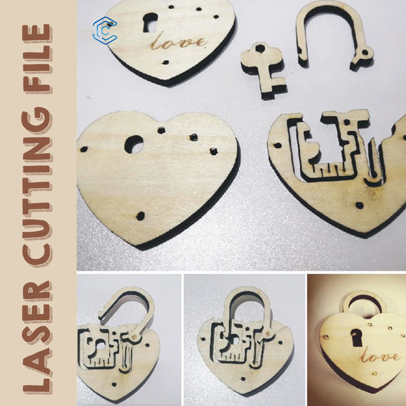 Heart shaped mechanical lock laser cutting file laser cutting and engraving machine