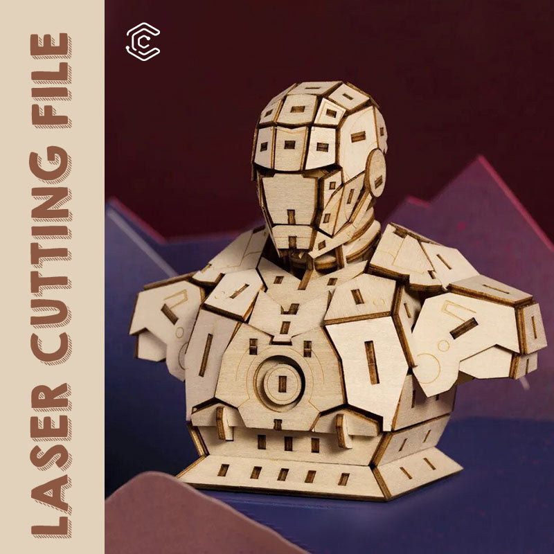 Iron Man upper body 3D puzzle laser cutter svg files for laser cutting