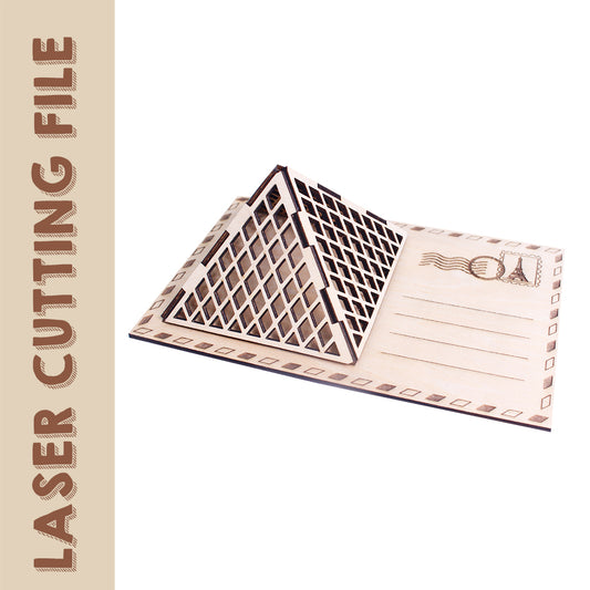 The Louvre Pyramid Postcard 3D Puzzle Laser Cutting File - DIY Craft for Art Enthusiasts by Creatorally