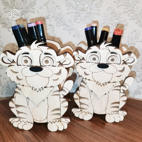 Little tiger pen holder laser cutting file