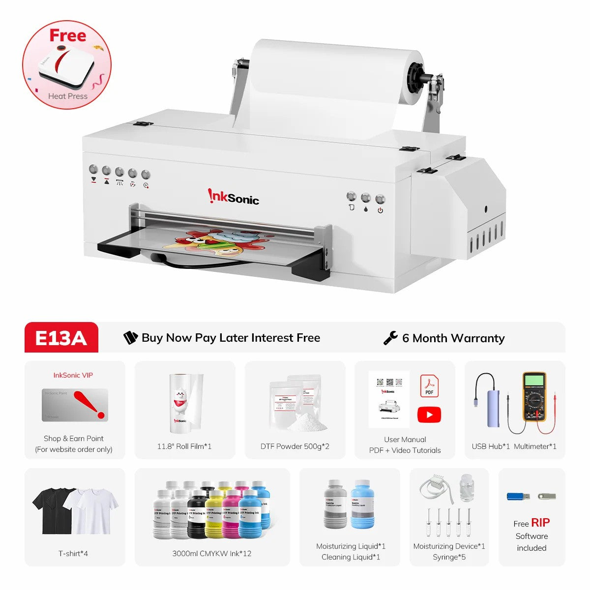 InkSonic A3 UV DTF Printer - EU Plug VF13/E13/C13/H13