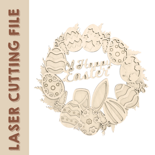 Easter Wreath with Egg and Bunny - Laser Cutting File for Festive Decor