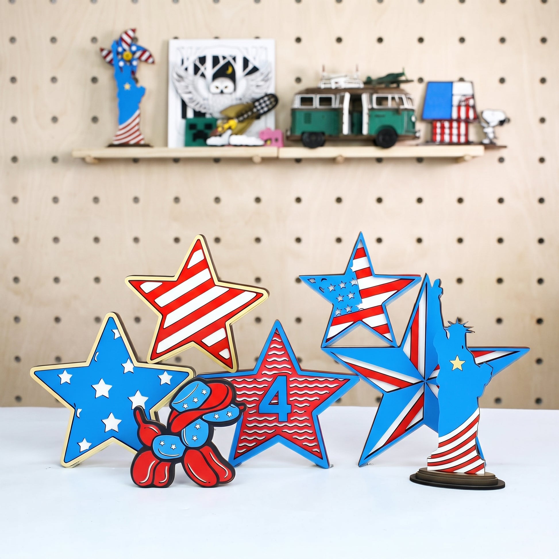 America250 Patriotic Color Collection Multi-Color Plywood Sheets – 24 Sheets 11.7" × 11.7" × 3mm