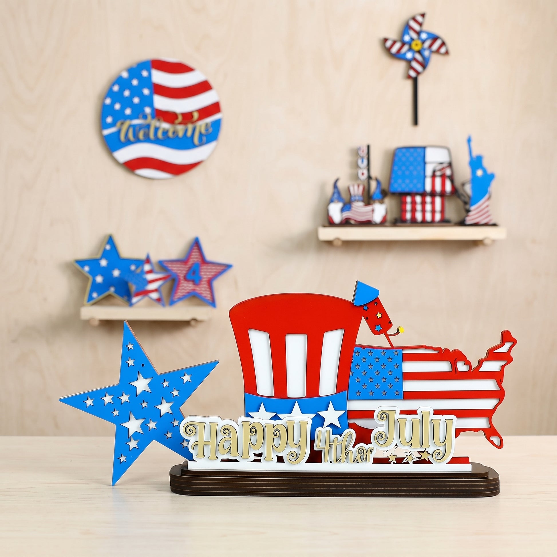 America250 Patriotic Color Collection Multi-Color Plywood Sheets – 24 Sheets 11.7" × 11.7" × 3mm