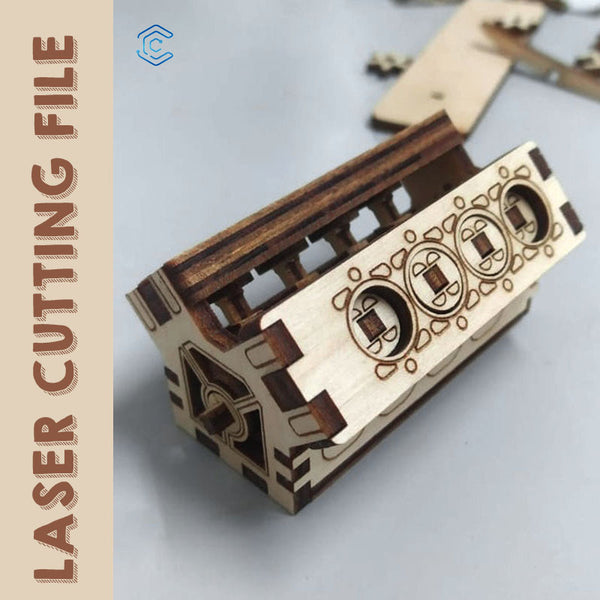 V8 engine 3D model laser cutting file by Creatorally