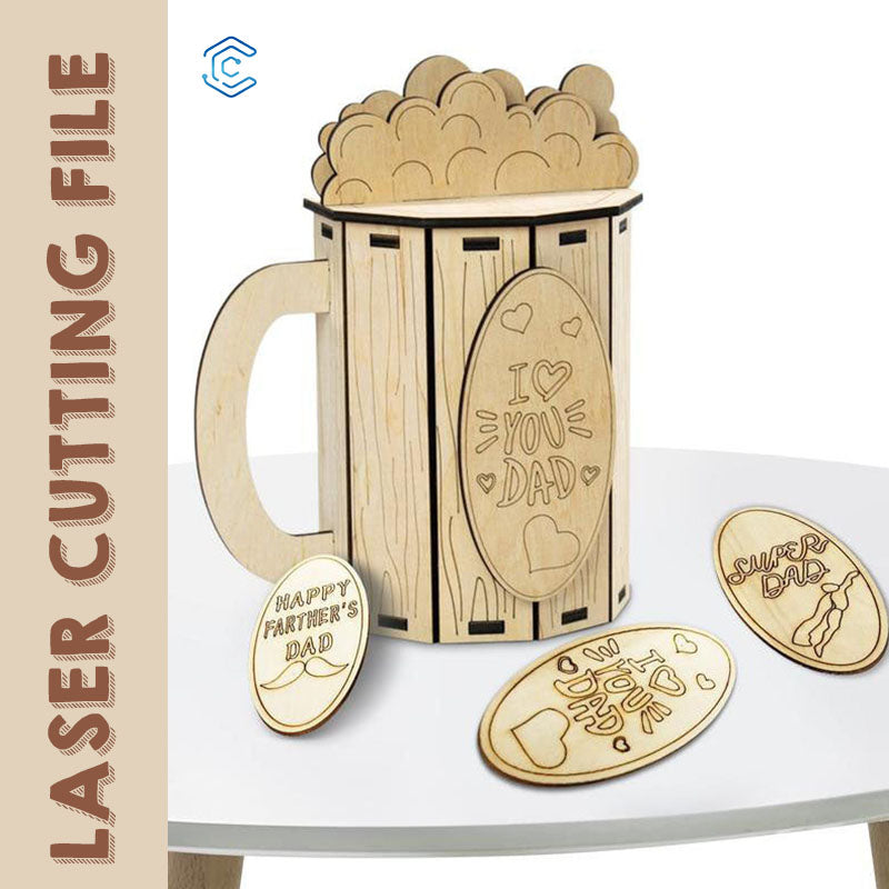 Personalized cup for dad laser cutting file laser wood cutter and engraver