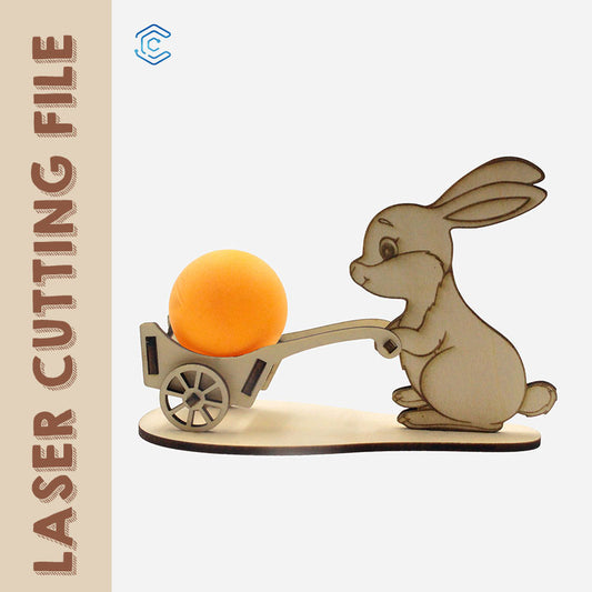 Easter egg holder wooden bunny with a wheelbarrow 3D puzzle laser cutting file