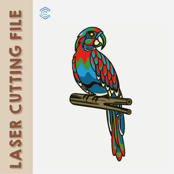 svg laser file Wooden Multi-Layer Parrot - Intricate 3D Art Sculpture Laser Cutting File