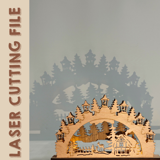 2-Layer Christmas Village Laser Cutting File - Wooden Holiday Tabletop Decor