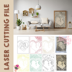 Mother's Day Multi-Layer Wall Decor - Mom and Baby Bonding Art laser cutting file