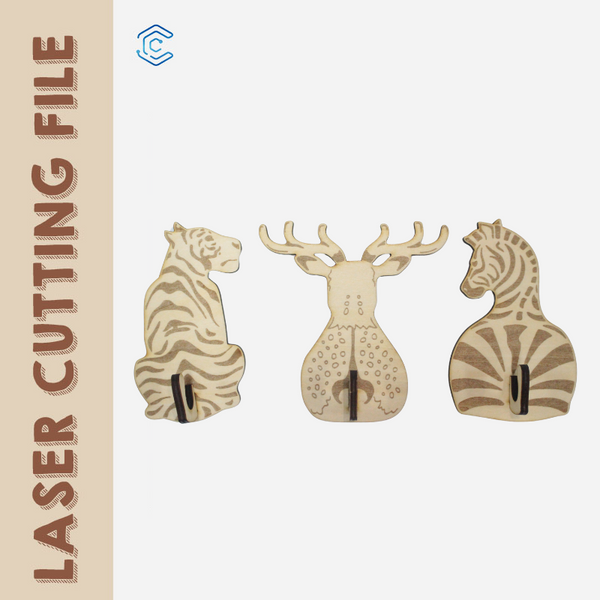 svg files for laser cutting 3 Style Animals clothing bag hook laser cutting file