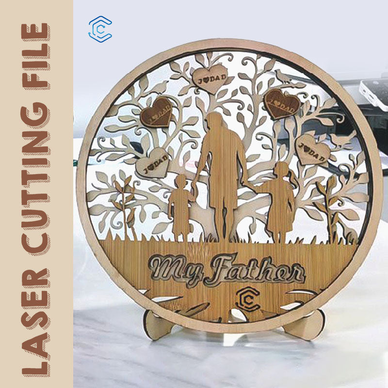 Custom Father Tree Round laser cutting file svg files for laser cutting