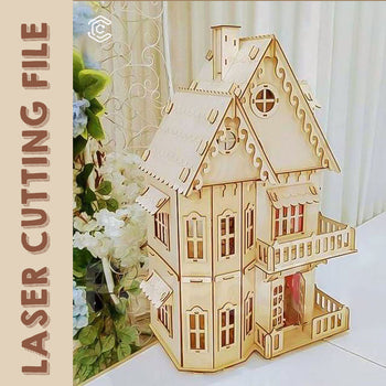 Victorian style villa 3D puzzle laser svg