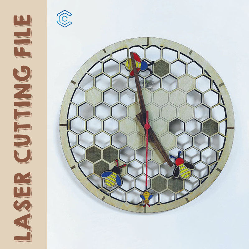 Honeycomb wall hanging clock laser cutting file – Creatorally