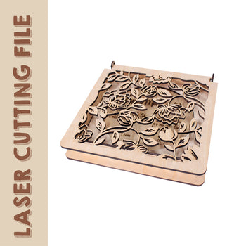 Mother's Day Rose Patterned Jewelry Box Laser Cutting File - DIY Craft for Elegant Storage