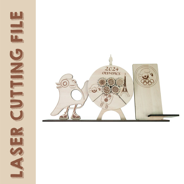 Suporte para celular Roda da Sorte Phryges para Olimpíadas 2024 em Paris - Arquivo de corte a laser - Artesanato DIY inspirado em esportes e fortuna