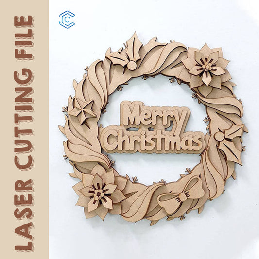 Christmas wreath laser cutting file home laser cutter