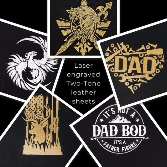 4 Packs Laser engraved Two-Tone leather sheets  10" x 12"