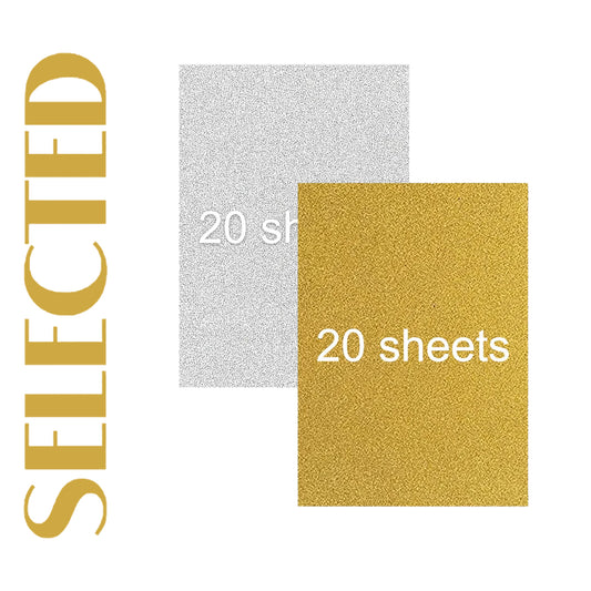 Creatorally 40 A4 Sheets Gold Silver Glitter Cardstock Paper