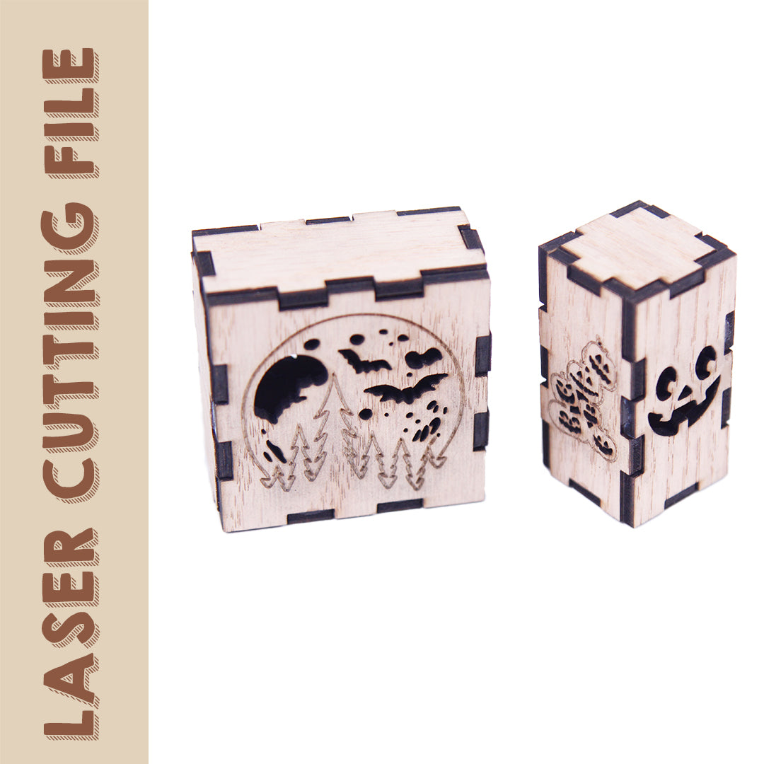 Halloween 5-Design Wooden Lantern 3D Puzzle Laser Cutting File Bundle - DIY Spooky Lantern Decor