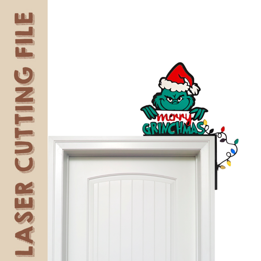 Merry Grinchmas Door Corner Laser Cutting File - 2 Festive Styles for Christmas Decor