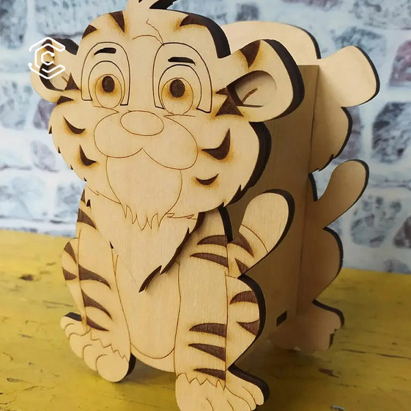 Little tiger pen holder laser cutting file