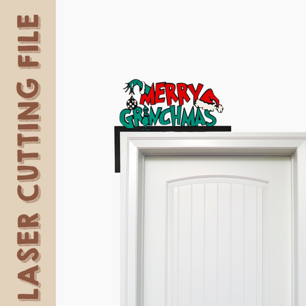 Merry Grinchmas Door Corner Laser Cutting File - 2 Festive Styles for Christmas Decor