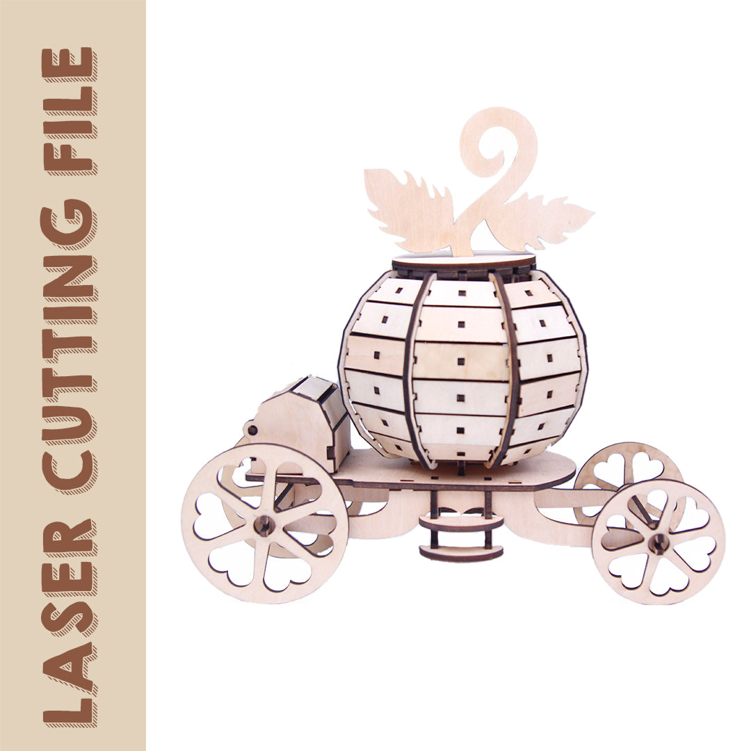 Halloween Pumpkin Carriage 3D Puzzle Laser Cutting File - DIY Spooky Fairytale Decor