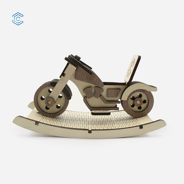 Rocking Horse toy motorcycle rider 3D puzzle laser cutting file