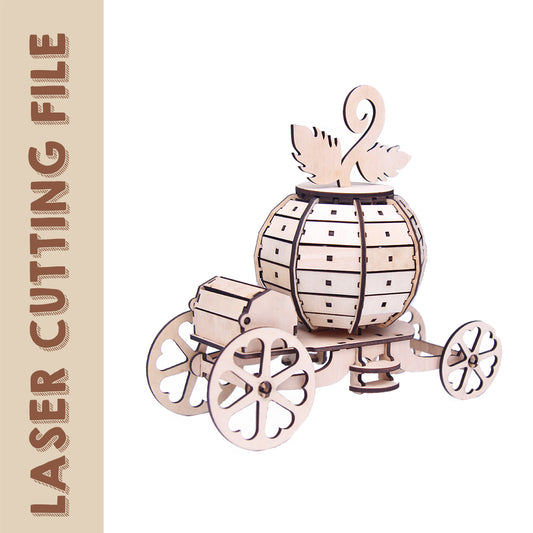 Halloween Pumpkin Carriage 3D Puzzle Laser Cutting File - DIY Spooky Fairytale Decor