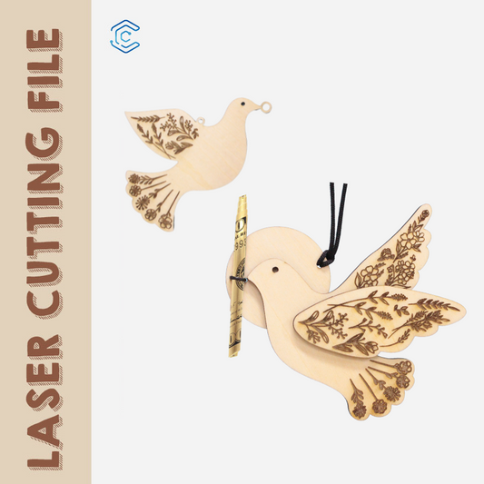 2 Style dove cash gift holder hanging laser cutting file laser svg