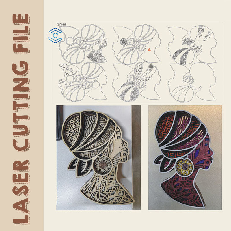 African lady laser cutting file svg files for laser cutting